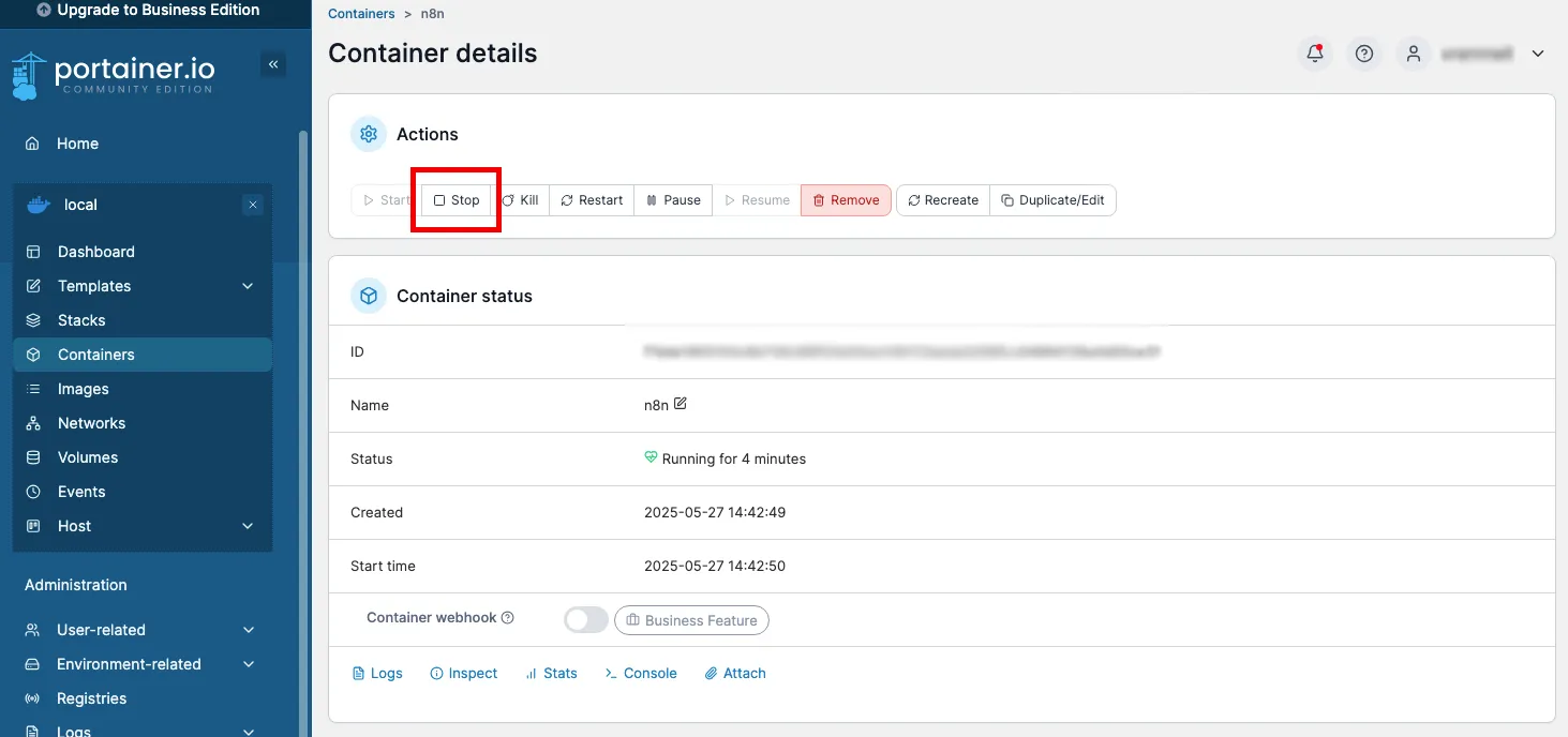 n8n Stop Docker