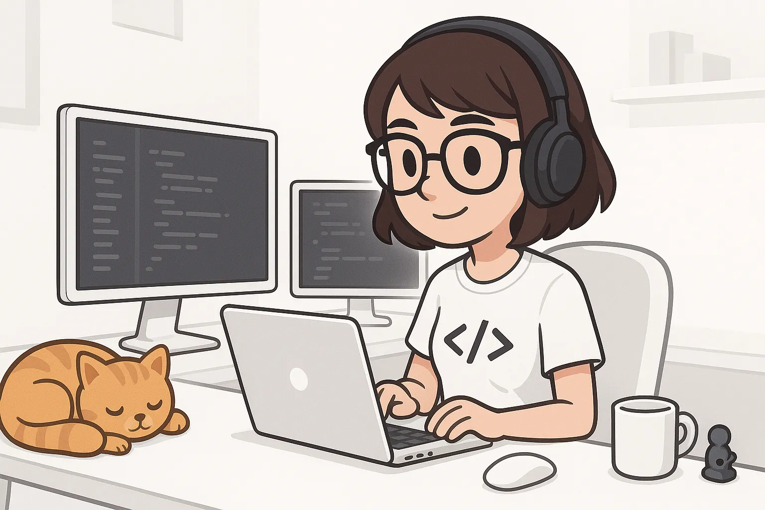 chica geek con gatito