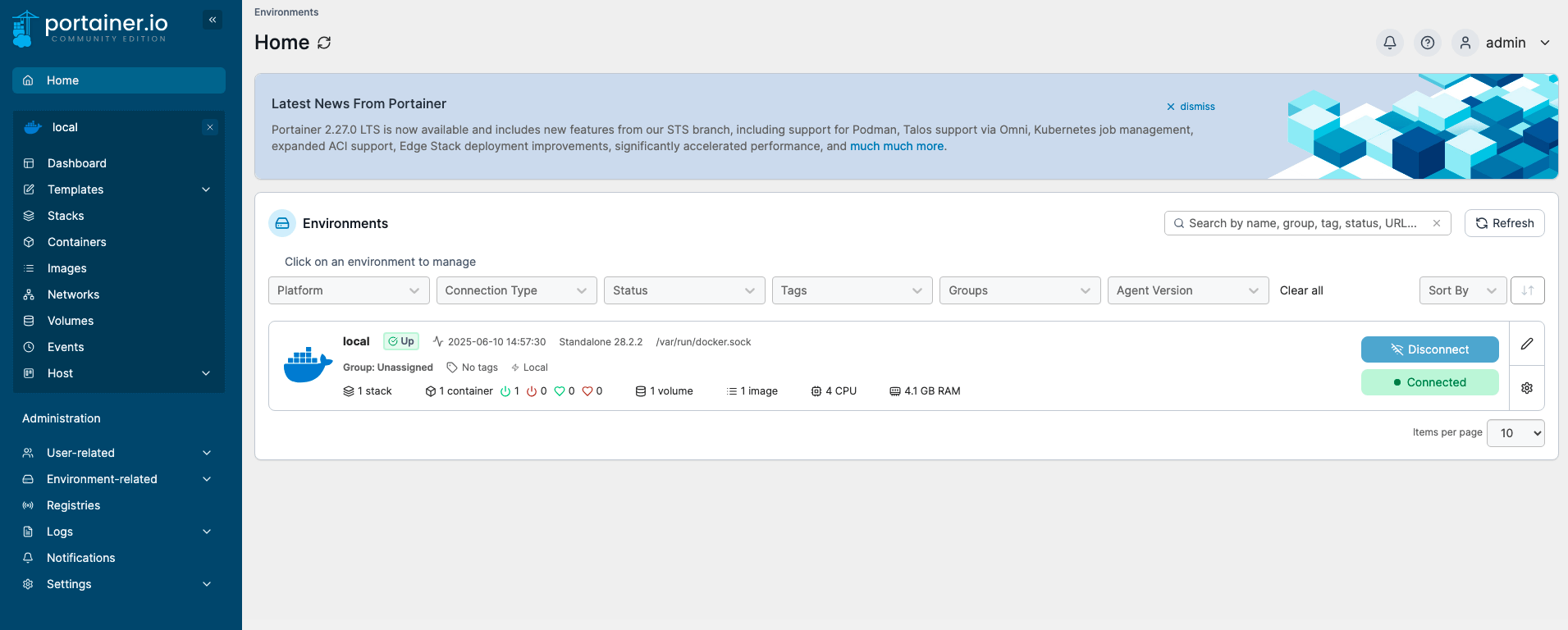 Portainer Dashboard
