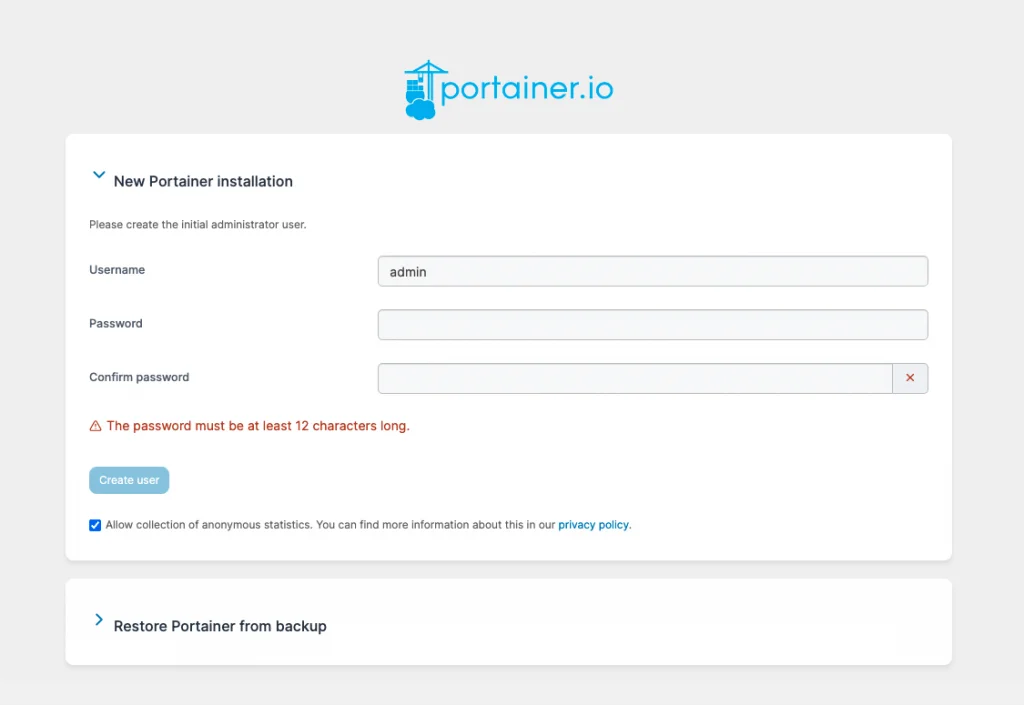 Login Portainer