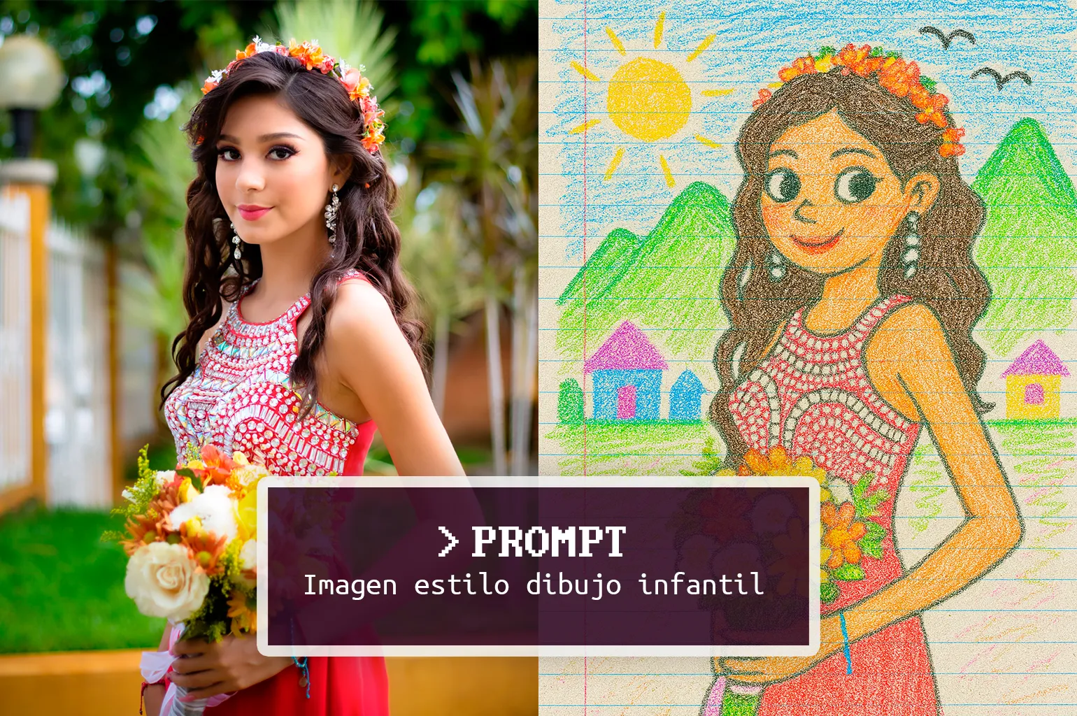 Prompt para generar imágenes estilo dibujo infantil con crayones